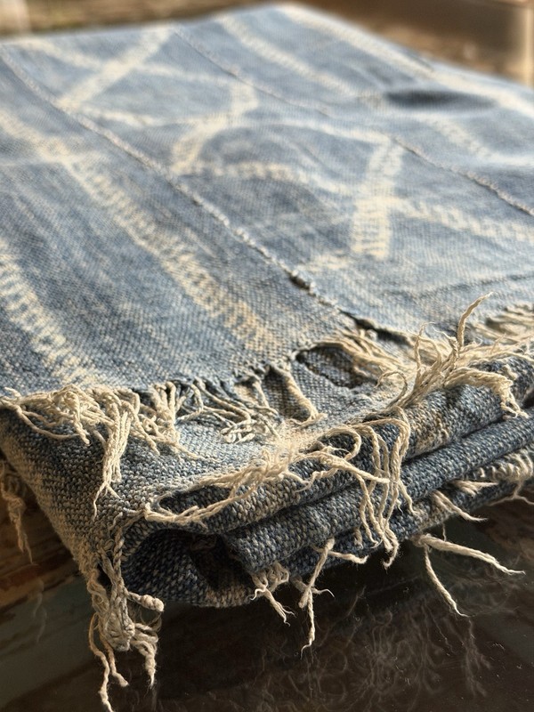 Vintage African Indigo Denim Shibori Stripe Mudcloth | No. 71 gallery