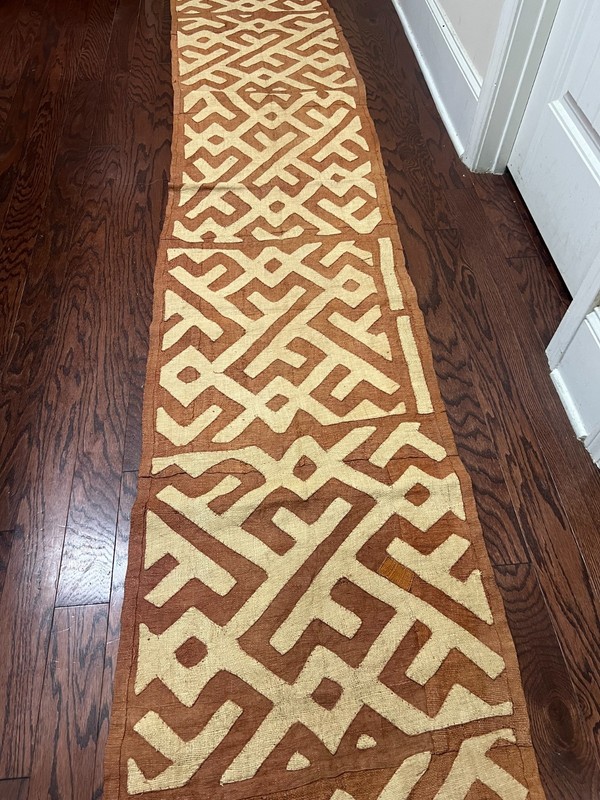 genuine 11 feet African (Congo) Kuba Raffia cloth fabric, natural woven handmade gallery