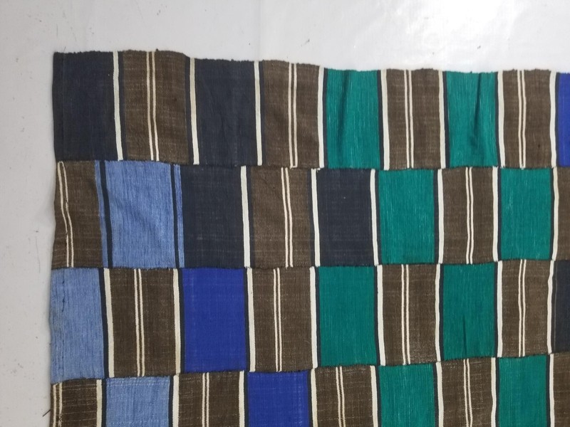 Vintage Ghana Kente Cloth Handwoven Patchwork Textile Throw 113x72in gallery