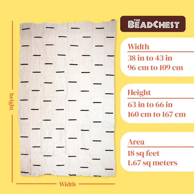 White Bogolan Mali Mud Cloth Minimalist Design African Black and White Cotton gallery