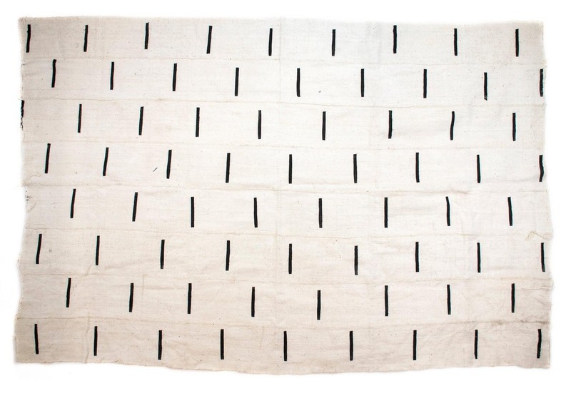 White Bogolan Mali Mud Cloth Minimalist Design African Black and White Cotton gallery