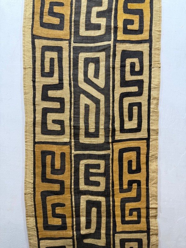 Vintage Gorgeous Hand Woven African Raffia Congo Cloth Textile Runner 162x60 Cm gallery