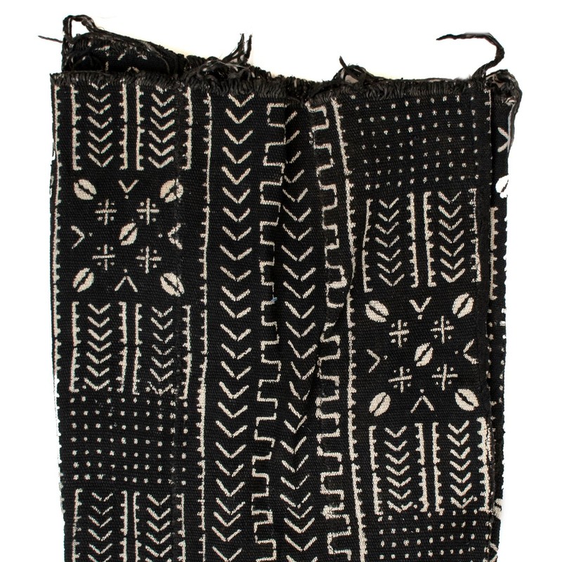 Ebony Black Bogolan Mali Mud Cloth Koro Design African Black and White Cotton gallery