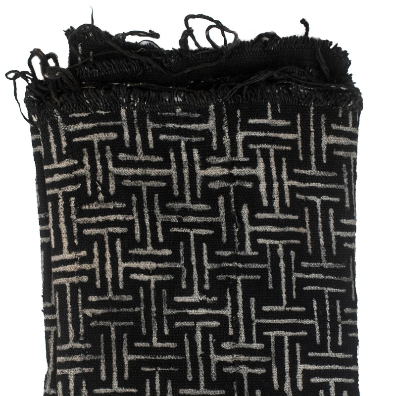 Ebony Black Bogolan Mali Mud Cloth Maze Design African Black and White Cotton gallery