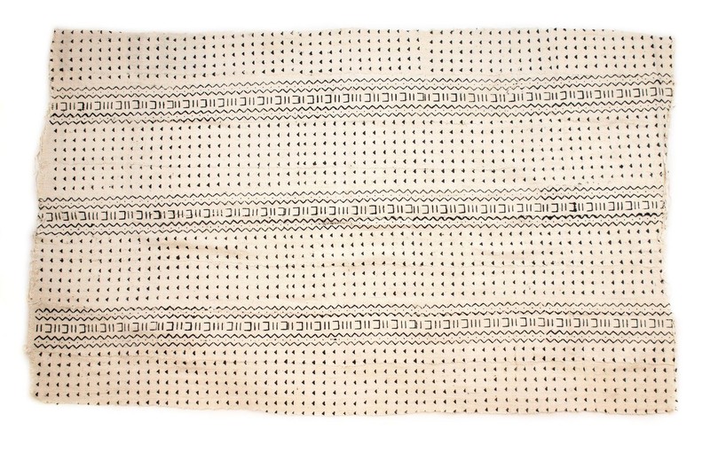 White Bogolan Mali Mud Cloth Nioro Design African Black and White Cotton