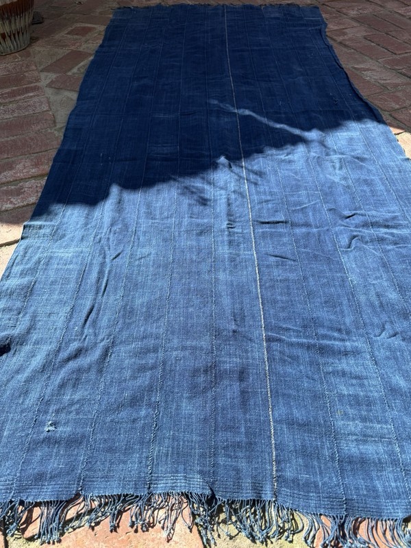 Vintage African Indigo Denim Mossi Mudcloth 83” L x 38” W Textile | No. 154 gallery
