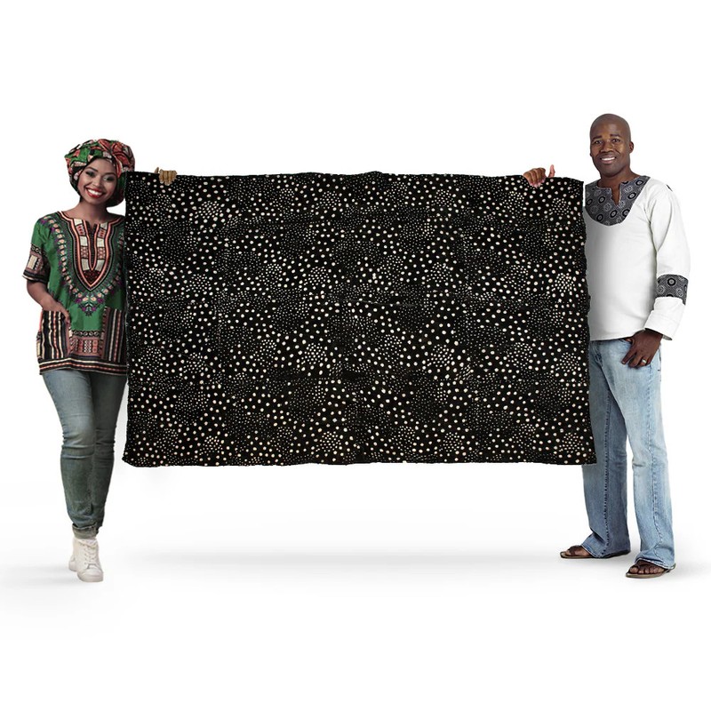 Ebony Black Bogolan Mali Mud Cloth Dotted Design African Black and White Cotton gallery