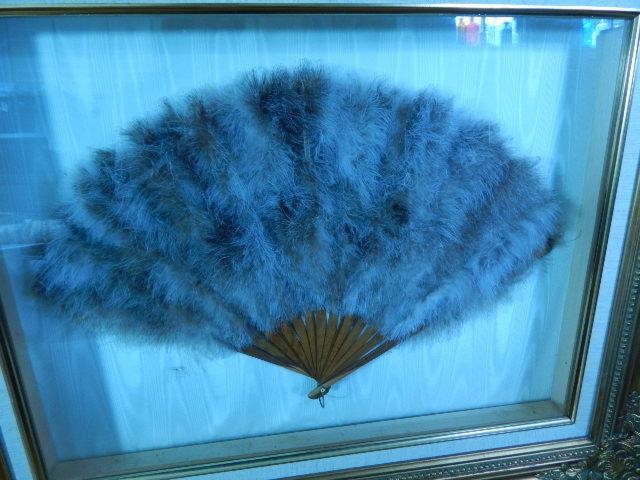 Shadow Box Frame Natural Ostrich Feather Fan Victorian Style Gold Gilt Frame gallery