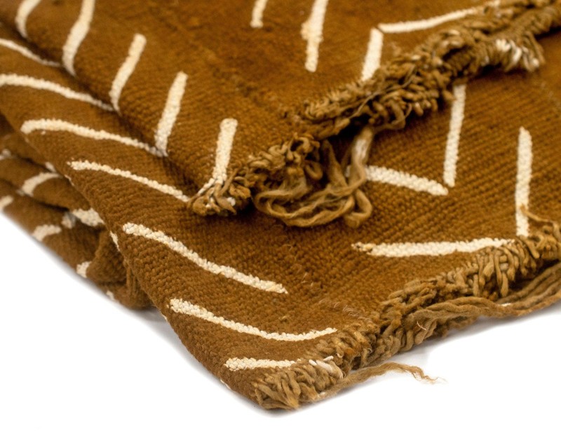Caramel Brown Bogolan Mali Mud Cloth Minimalist Design African Cotton Handmade gallery