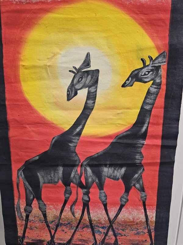 Vintage Batik African Zambia Textile Hand Painted Wall Art gallery