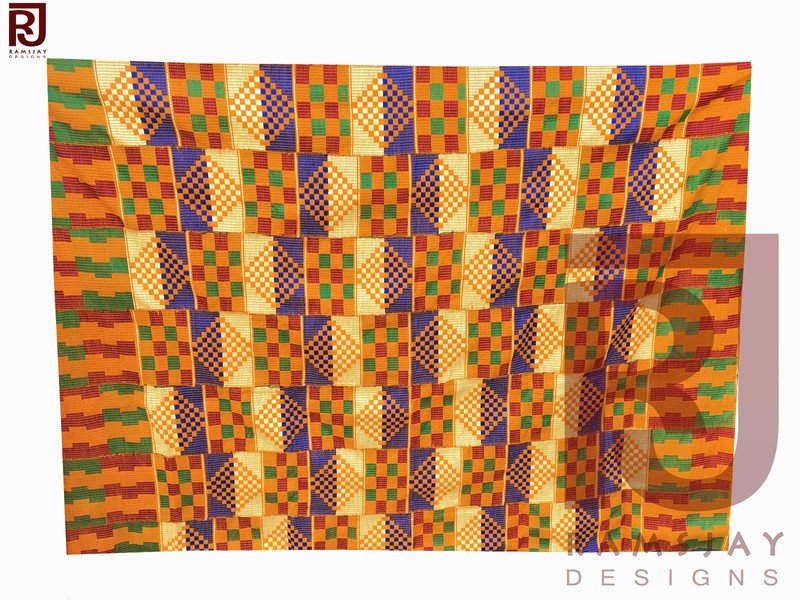 Kente Handwoven Cloth Asante Ghana Ashanti African Art Textile Fabric 6 yards