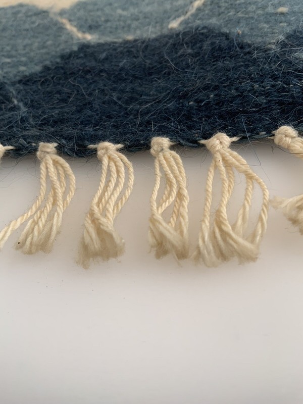 vintage Lesotho mohair / Wool hand Spun woven tapestry With Fringe 17x12 +1.5in gallery