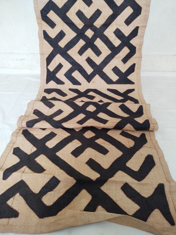 Vintage Kuba long Raffia Textile Traditional African Tribal woven Congo it1221 gallery