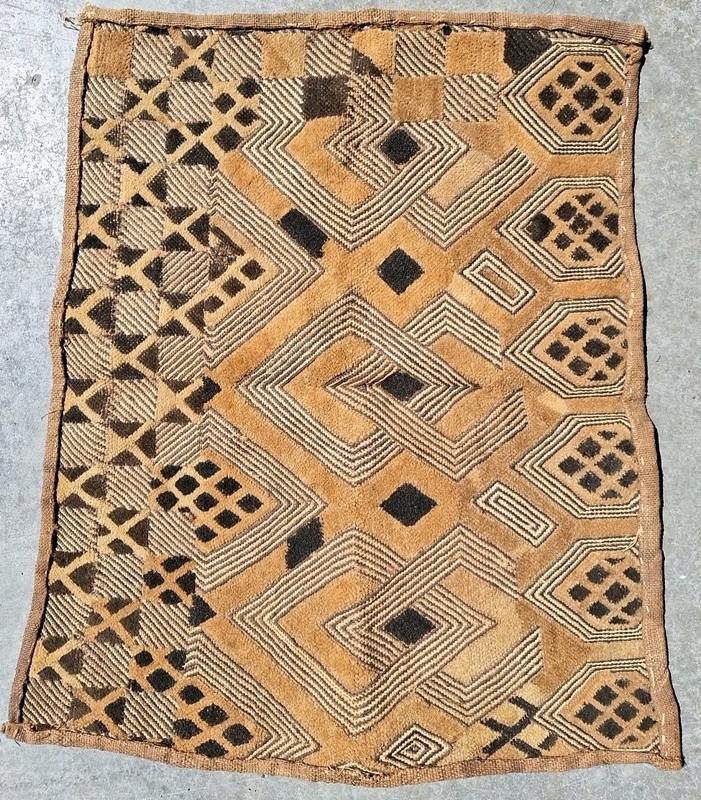 Ethnic vintage SHOOWA? handmade velvet raffia textile, 1950’s Congo, Africa