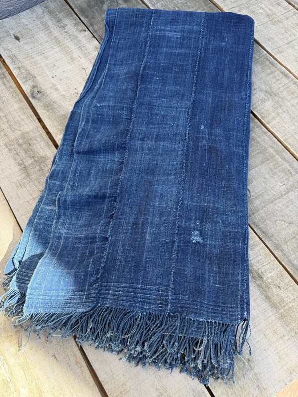 Vintage African Indigo Denim Mossi Mudcloth 83” L x 38” W Textile | No. 154 gallery