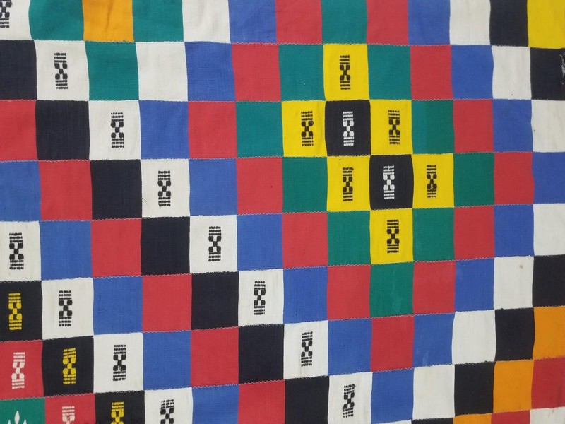Vintage African Ewe Kente Cloth Handwoven & Patchwork Ghananian Textile 86x53in gallery