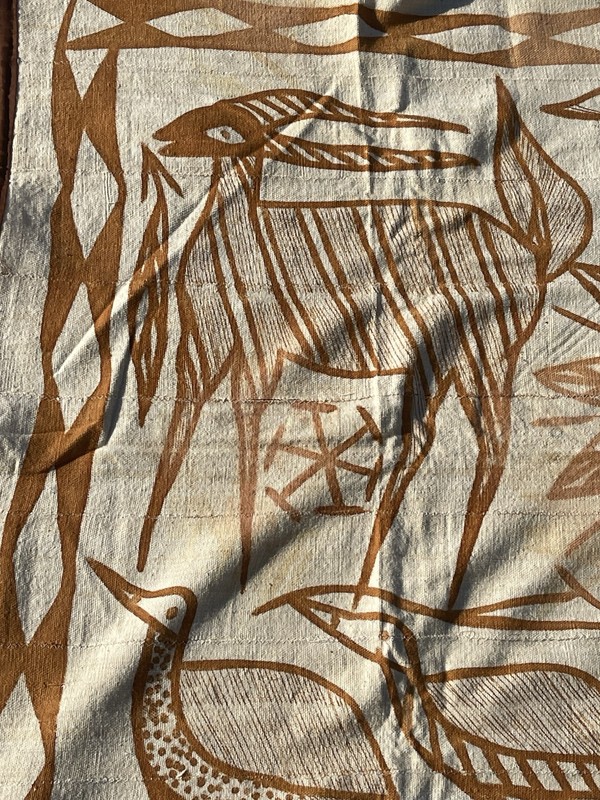 Korhogo Cloth from Cote d’lvorie Ivory Coast Vintage 50s 60s handmade large 64” gallery