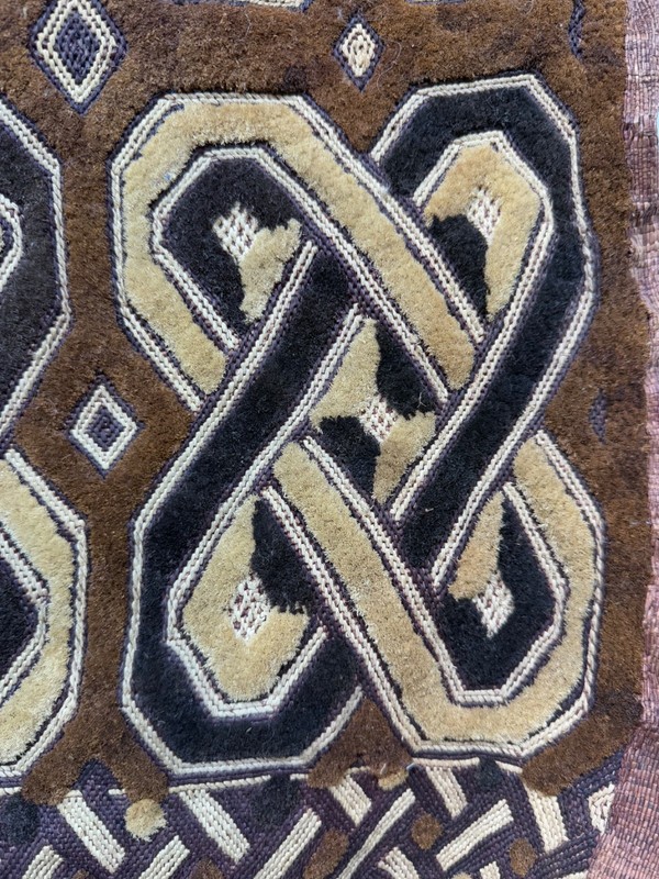 Antique Hand Woven Traditional African Raffia Congo Textile Cloth 44x60 Cm gallery