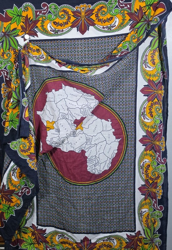 East African Double Khanga Kanga Africa Map Swahili Cotton Sarong Wrap 126" gallery