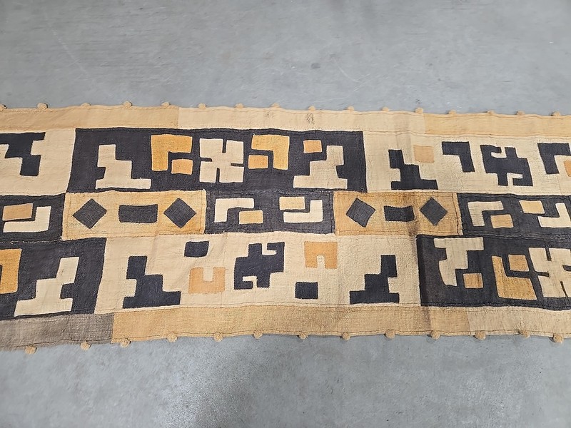 genuine 11 feet African (Congo) Kuba Raffia cloth fabric, natural woven handmade gallery