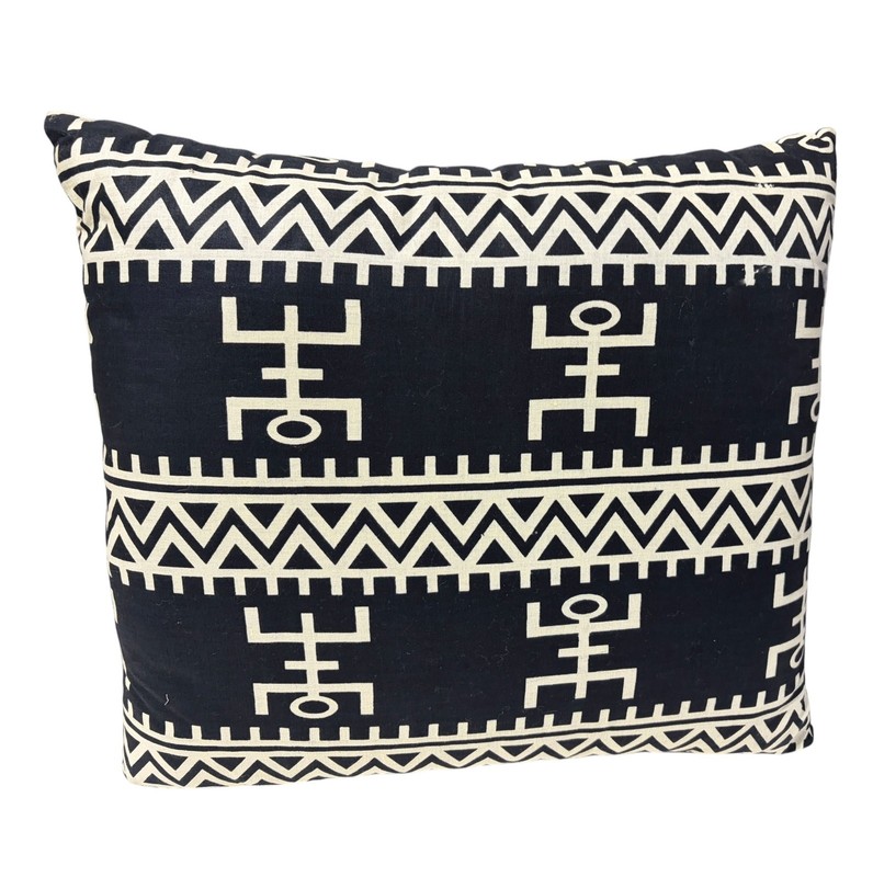 #133 African Custom Made Black and White Kente Cloth Pillow 20" gallery