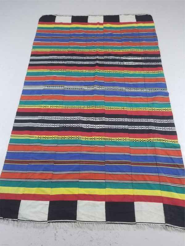 Vintage Traditional African Handwoven Multicolor Souban Cloth 84x51in