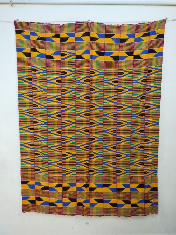 Vintage Kente Fabric Ashanti Ghana African Woven strip wrap cloth Wall Art A29