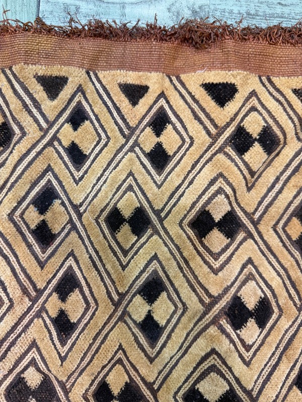 Antique Gorgeous Hand Woven African Raffia Congo Cloth Textile 60x60 Cm gallery