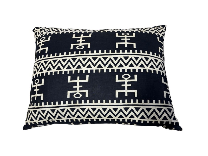 # 2195 African Custom Made Black and White Kente Cloth Pillow 24" by 19" gallery