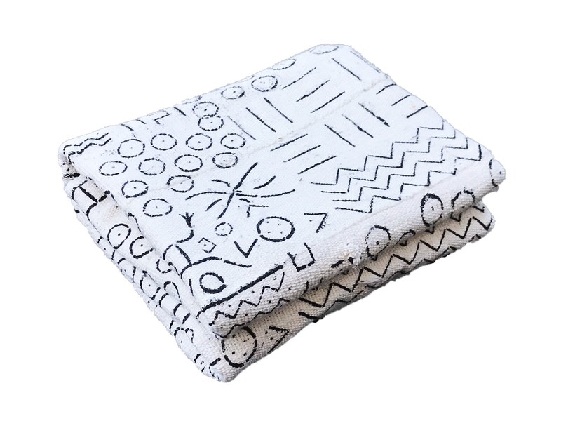 African Bogolan Black and White Mud Cloth Textile Mali 40″ by 60″