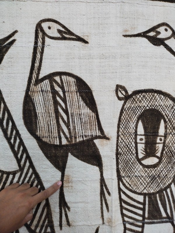 Vintage African Korhogo Mud Cloth Côte d’Ivoire Hand Painted Tribal Textile Rust gallery