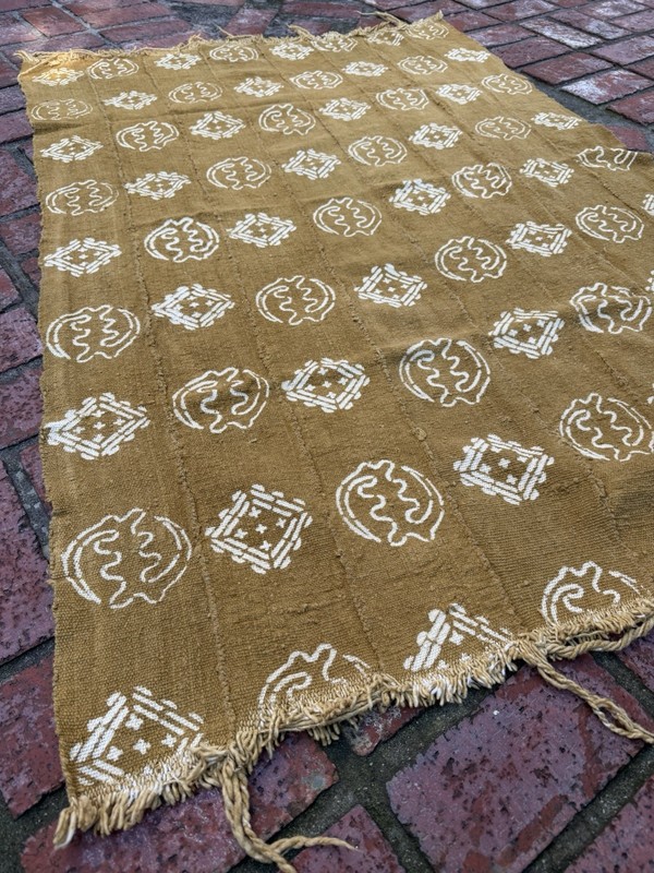 Vintage African Mustard Yellow Mudcloth 56” L x 40” W Textile | No. 114 gallery