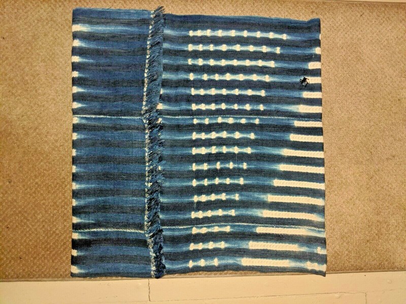 USED BLUE INDIGO COTTON TEXTILE STRIPWOVEN DOGON CAPE WRAP SKIRT CLOTHING ETHNIX gallery