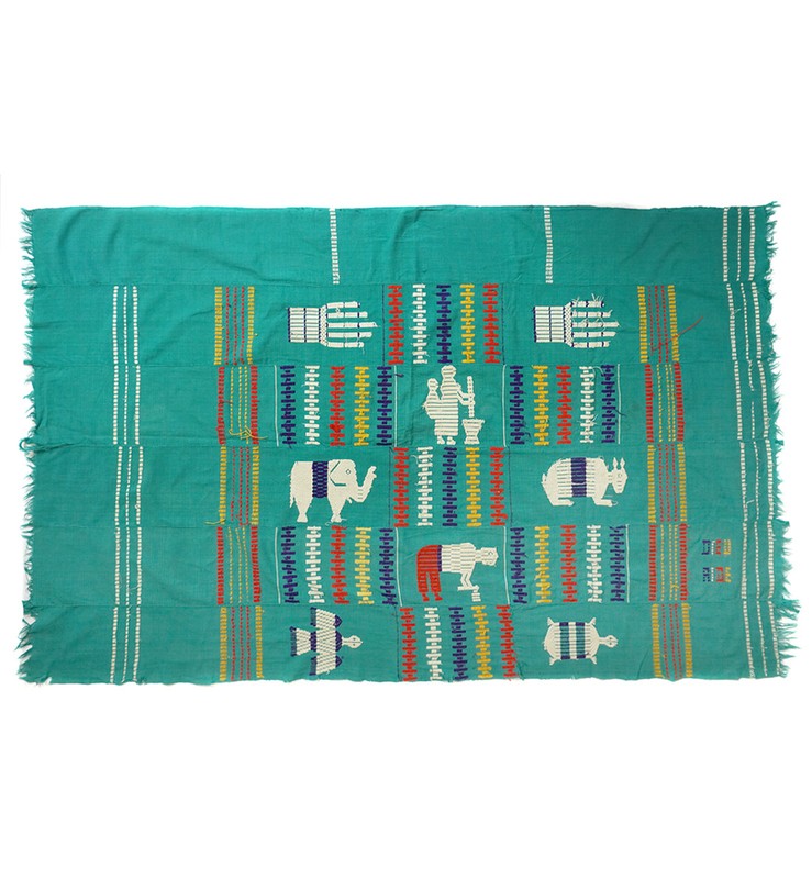 Vintage Baule embroidered cloth – people animals from Ivory Coast BL65