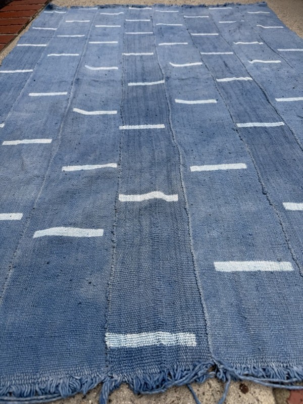 Vintage African Mudcloth Faded Indigo Textile 62” L x 41” W Throw | No. 168 gallery