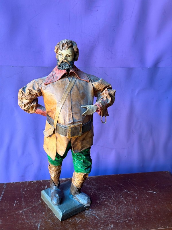 Vintage Martin Renteria Mexican Paper Mache Sancho Panza Statue 13.5"