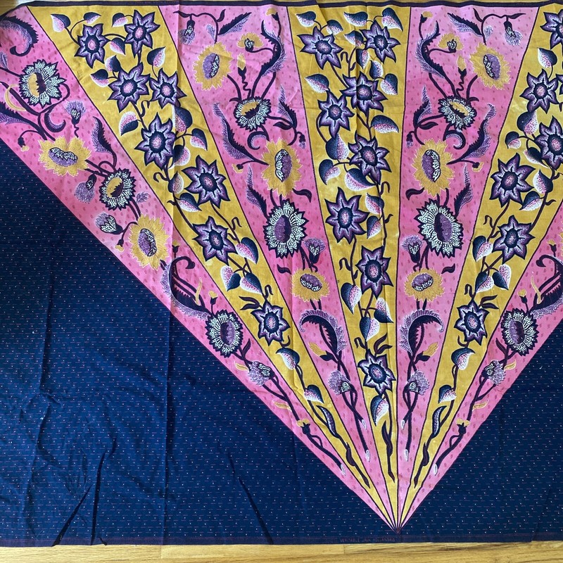 African Batik Veritable Wax Indigo Cotton Panel Navy Blue Pink Yellow 45 X 58 gallery