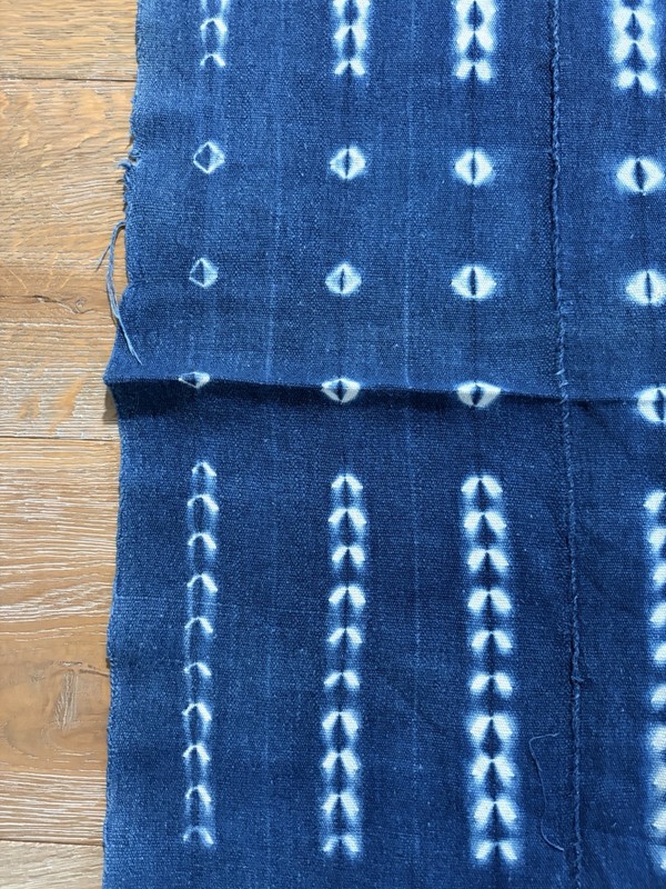 Vintage African Indigo Denim Shibori Mudcloth Fabric 57” L x 44” W Textile #426 gallery