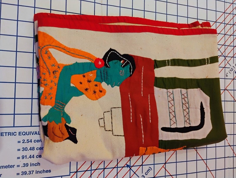 VTG Hand Sewn Applique Pictorial Tapestry Textile 19x54" Africa? India? gallery