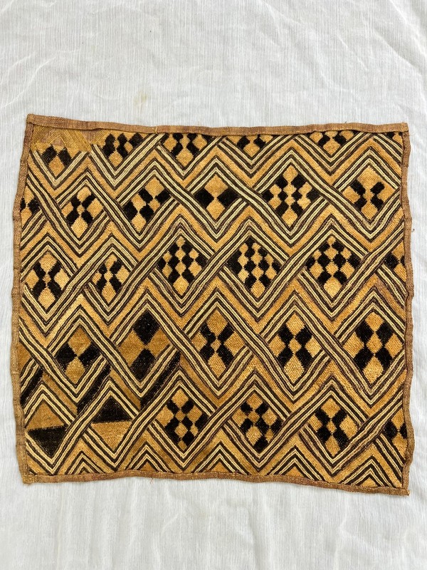 Vintage African Kuba Cloth Raffia Textile Handwoven Congo Tribal Art S17 gallery