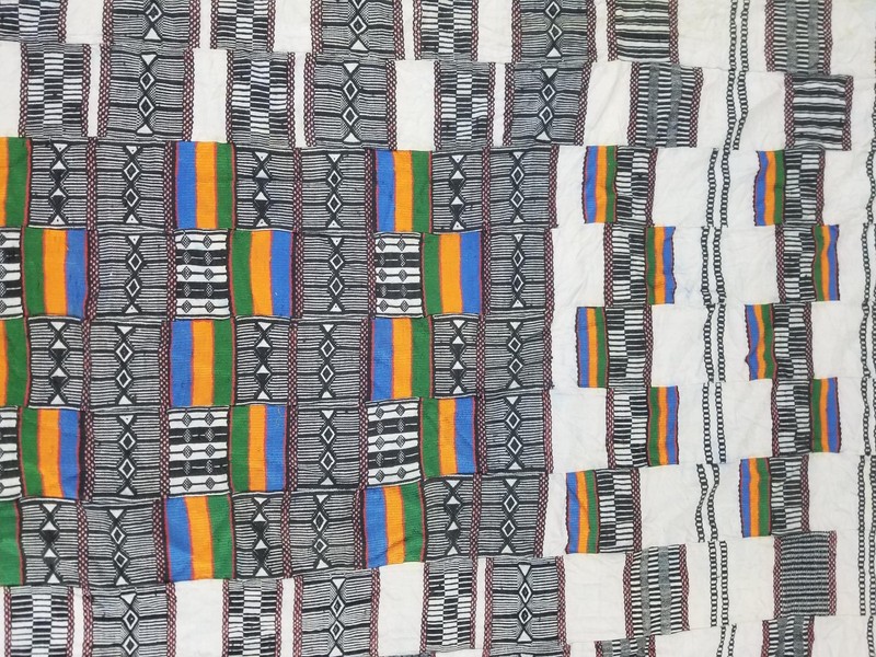 Vintage Ghana Kente Cloth Handwoven Checkerboard Ceremonial Cloth 92x56in gallery