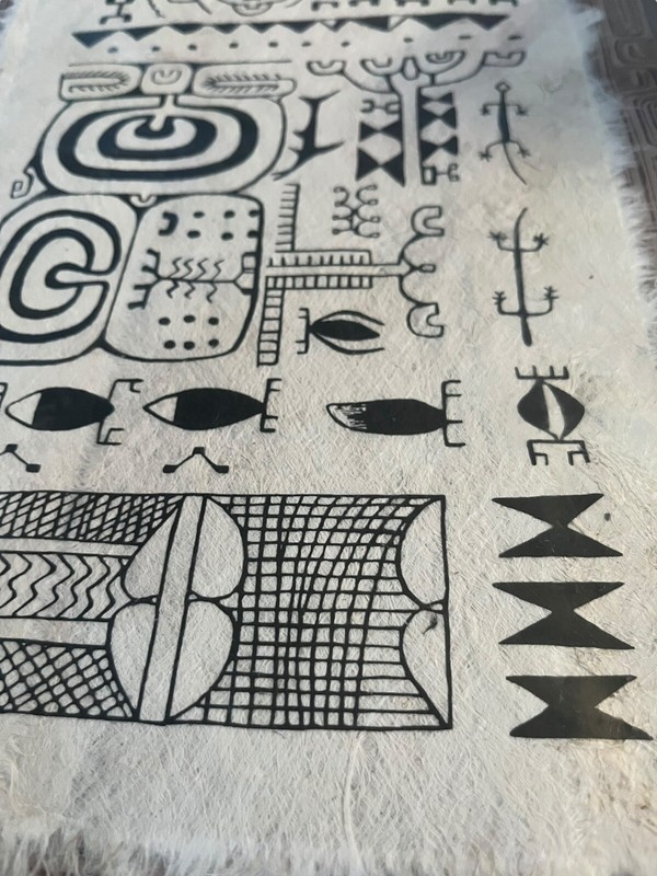 Unique African Tribal Tapa Cloth Fiber Painting Exotic Art gallery