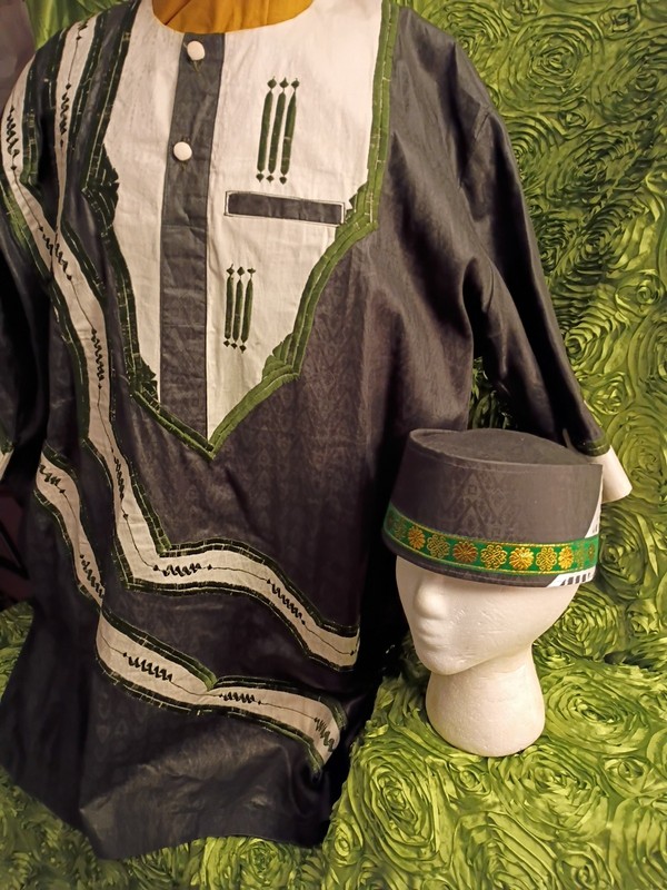 Handmade Dashiki From Nigeria Matched With A Crown Custom Tailored By Myself. gallery