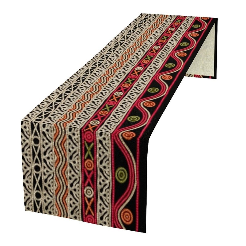 African Geometric Tribal Table Runner Abstract Ethnic Traditional Seasonal Su…