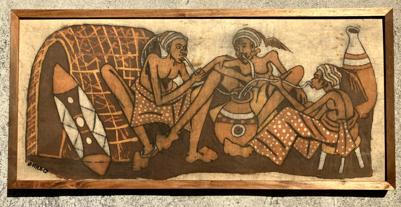 AFRICAN KENYA BATIK – THREE PERSONS SMOKING – 1 Owner