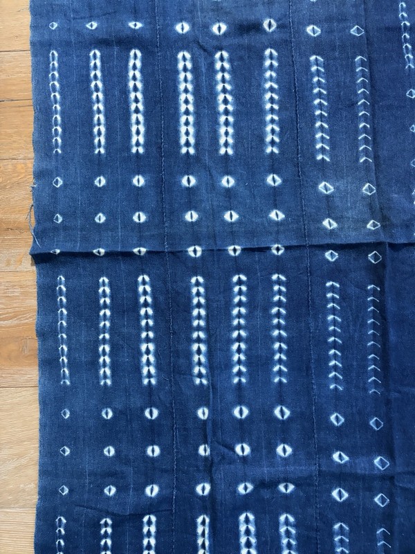 Vintage African Indigo Denim Shibori Mudcloth Fabric 57” L x 44” W Textile #426 gallery