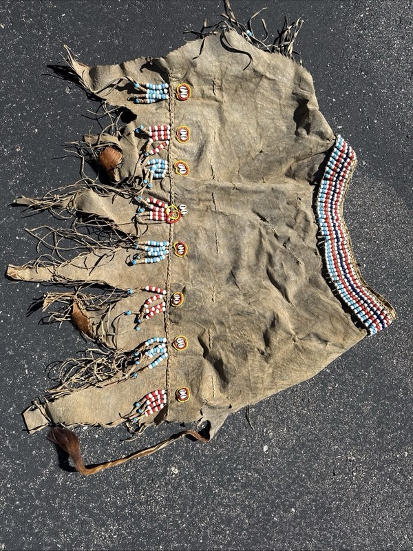 Vtg Maasai Leather Fringe Beaded Olekesana Skirt Cape Kenya Native American Old