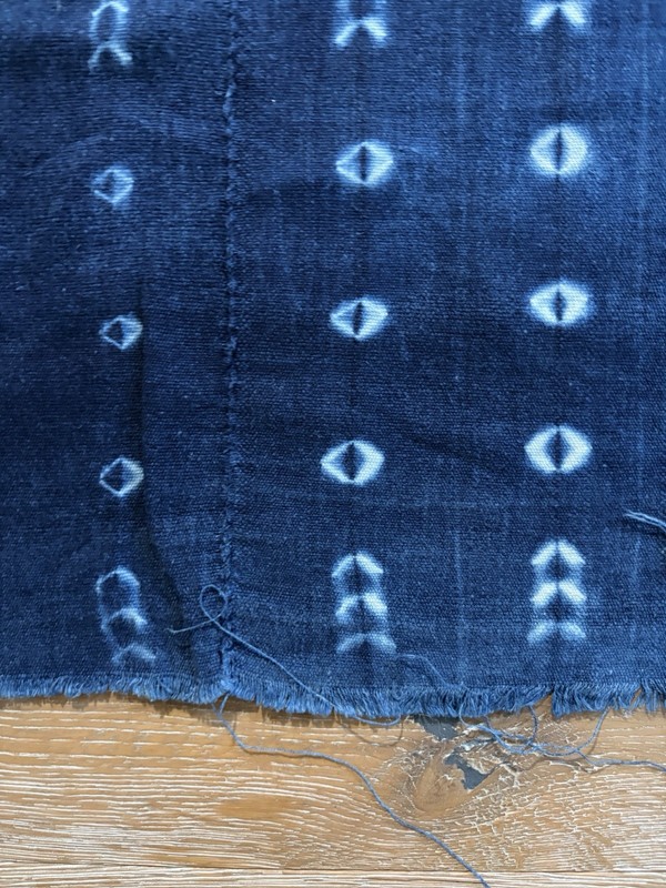 Vintage African Indigo Denim Shibori Mudcloth Fabric 57” L x 44” W Textile #426 gallery