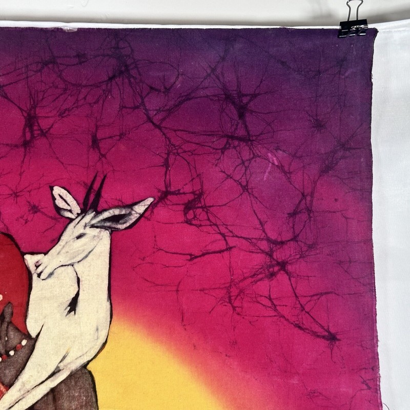 Vintage Batik Cloth Art African ArtFolk Lifestlye Scene Raw Edge Art Awesome gallery