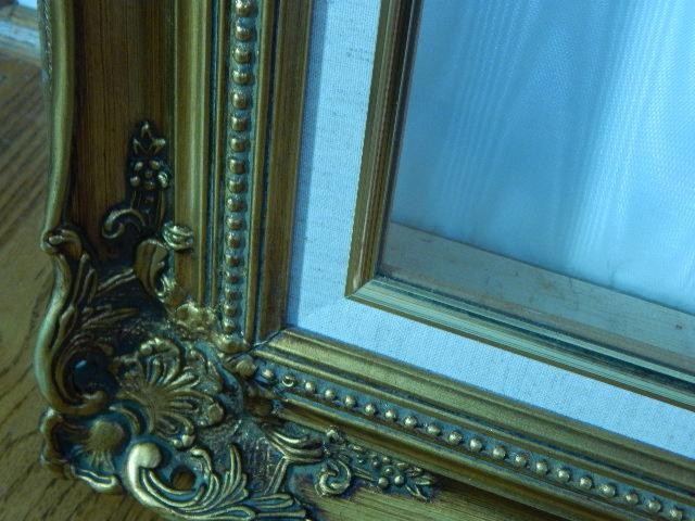 Shadow Box Frame Natural Ostrich Feather Fan Victorian Style Gold Gilt Frame gallery